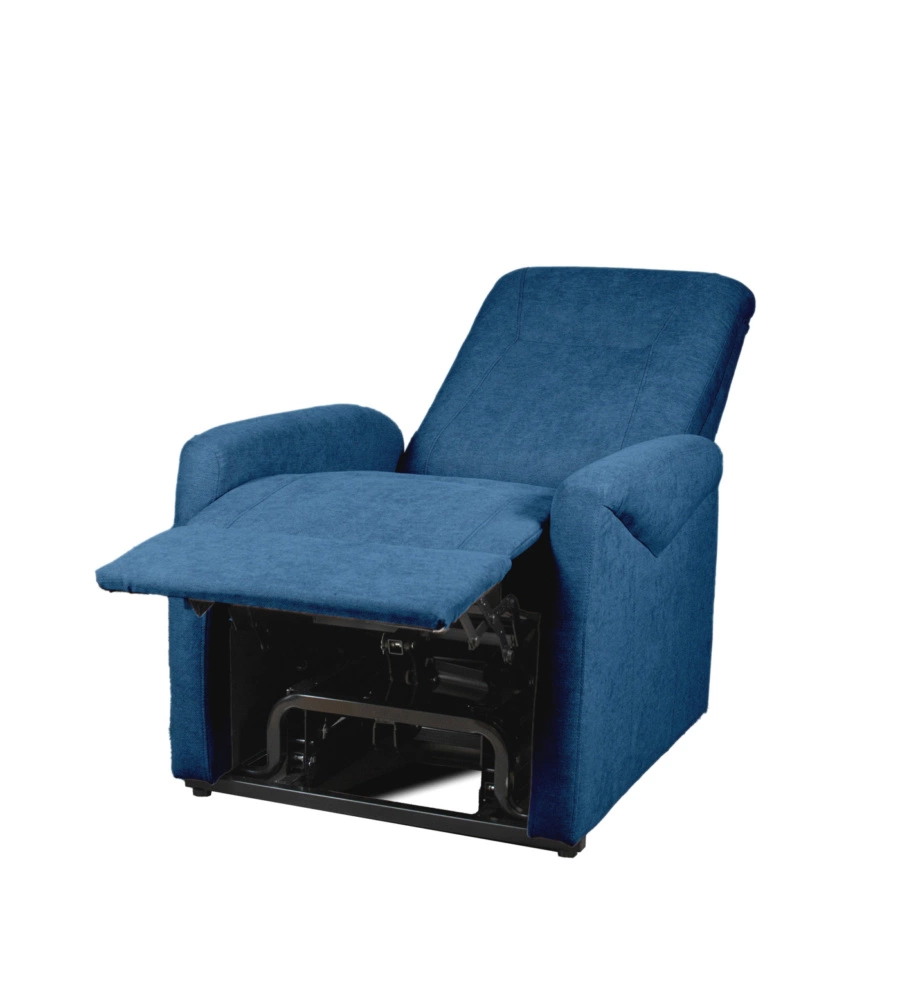 Poltrona massaggiante "siena" tessuto blu con recliner elettrico, 75x93x105 cm